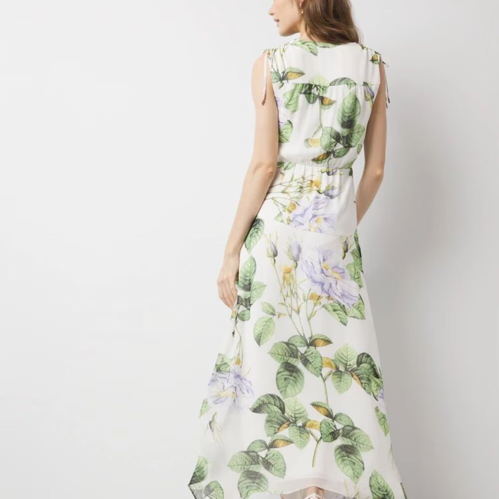 White House Black Market Floral Midi Dress - Green and White - Picture 4 of 4